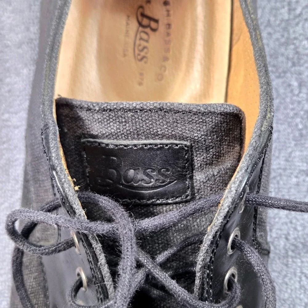 G.H. Bass & Co Men's Size 10M Black Canvas Leather Oxford Shoes Dress Casual
